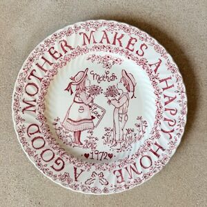 Vtg 70s Mothers Day Plate Royal Crownford China Norma Sherman Retro Cottagecore